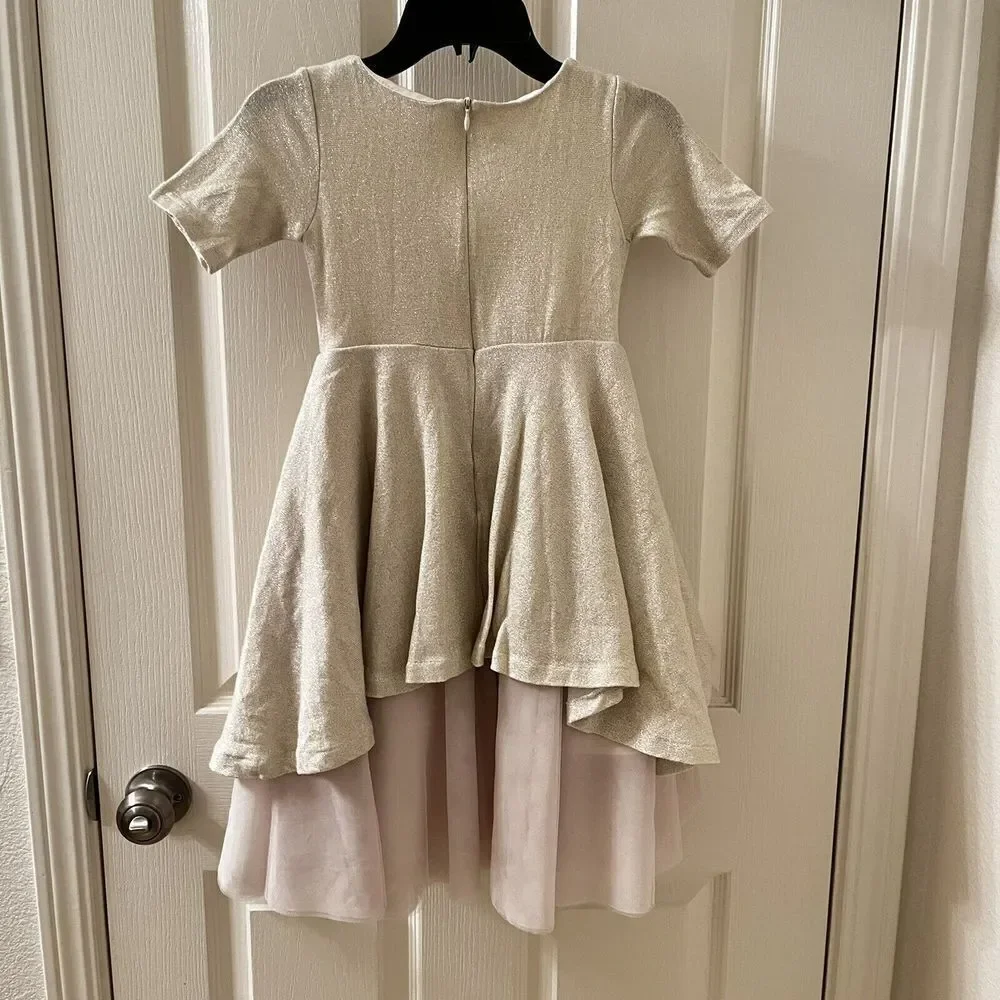 Joyfolie Roselyn Petticoat Dress in Gold Tulle Hi-Low Mia Joy Girls Size 5